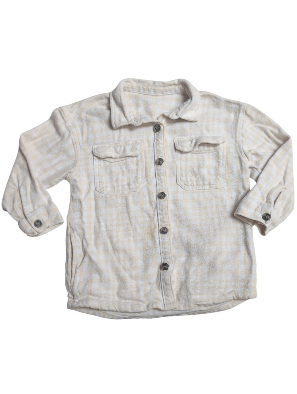 WONDER NATION White And Pale Peach Plaid Shacket